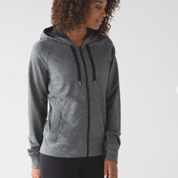 Lululemon Split Hoodie Heathered Speckled Black Size 6 - Picture 1 of 13